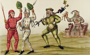 Le carnaval de Schembart à Nuremberg (gravure en couleur) - Hans Meyer